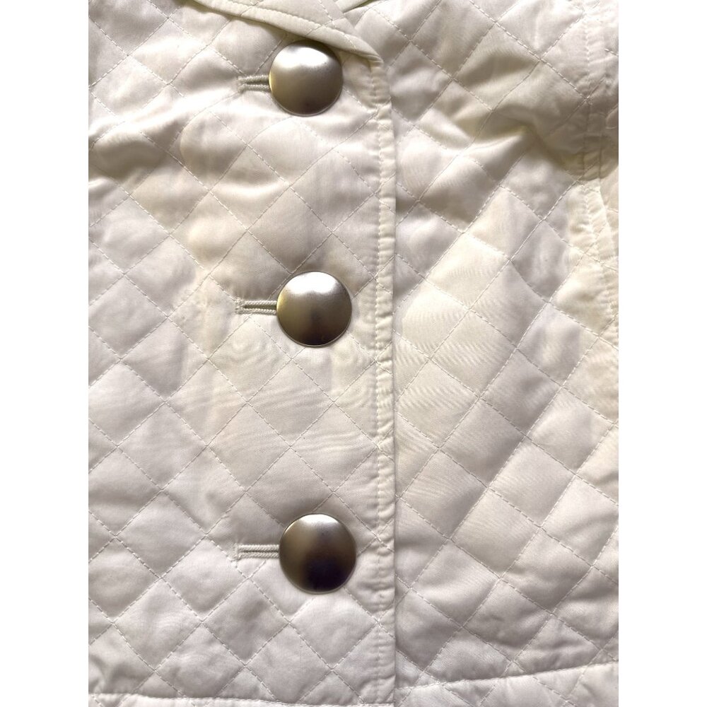 🌼RQT Quilted Jacket Size Small Lightweight Outdoors Off White Silver Buttons - Picture 5 of 9